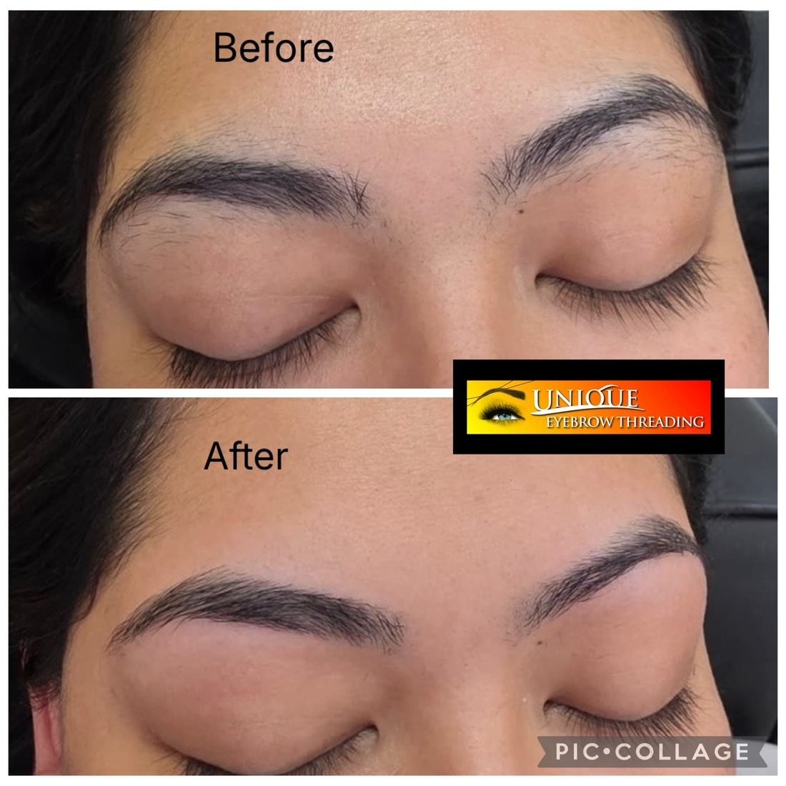 Threading — before & after — Unique Eyebrow Threading