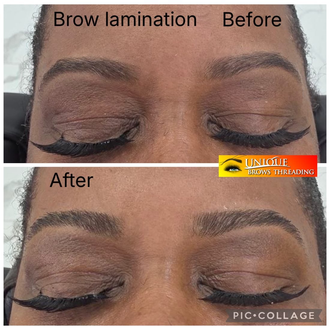 Brows — before & after — Unique Eyebrow Threading